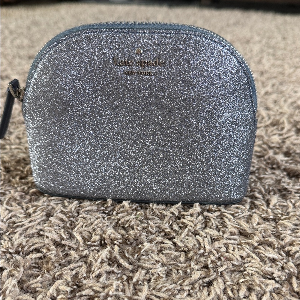 Kate Spade Metallic Silver Cosmetic Bag